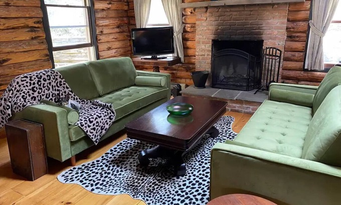 Great Barrington Cabin | Luxe Log Cabin Minutes From Skiing, Hiking, & More