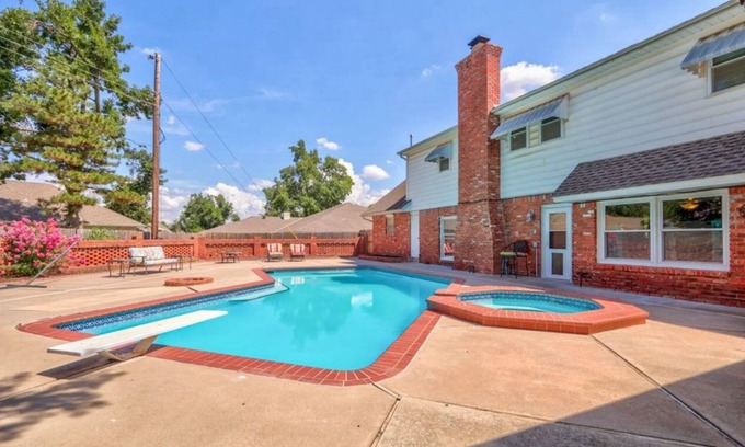 Central Oklahoma City House | Luxurious 7 bedrooms Retreat with Heated Pool , Hot tub & King Beds