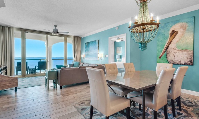 Pensacola Beach Condo | Luxurious Portofino Resort Condo, Panoramic Bay/Ocean Views, 8 Pools, Steps From The Beach!