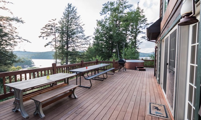Tupper Lake Cabin | Luxurious Waterfront w/Panoramic Mountain Views, Hot Tub WIFI