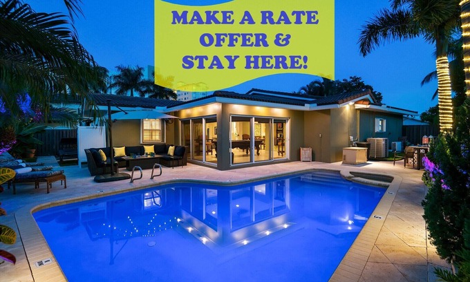 Pompano Isles House | Luxury 4 Bedroom Pool Home Just Steps Away from Private Beach! Billiards~Ping Pong~Near The Action!