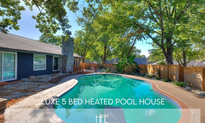 South Tulsa House | Luxury 5-Bed Heated Pool Oasis