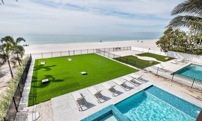 Bradenton Beach House | Luxury Beachfront Home with Pool, Golf Cart and Bikes Included!
