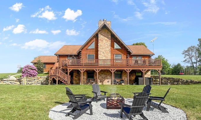 Markleton Cabin | Luxury Log House w/HotTub, Sauna, Game Room, Views, on 32 Acres, over 4,500sq.ft