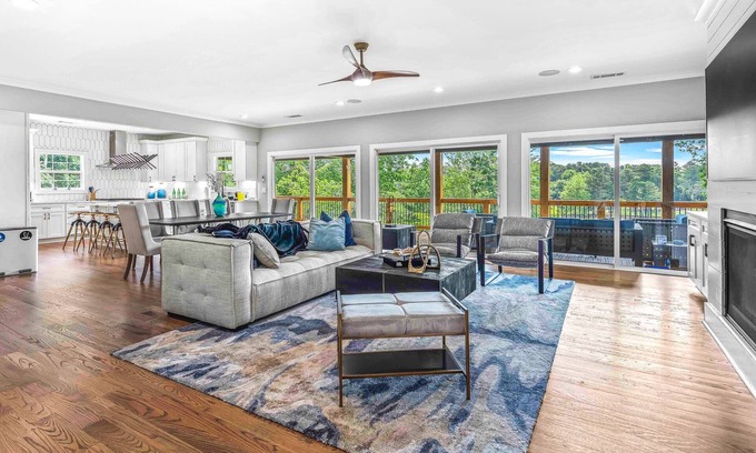 Cumming House | Luxury Modern Lake House with Deep Water Dock & Amazing View, South End of Lake