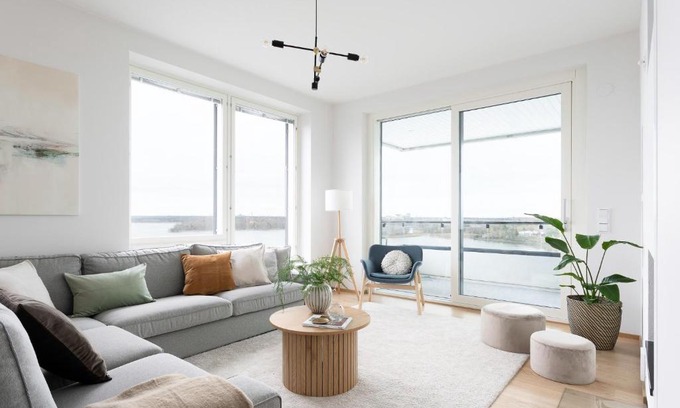 Kallio Apartment | Luxury penthouse with stunning sea views & private sauna