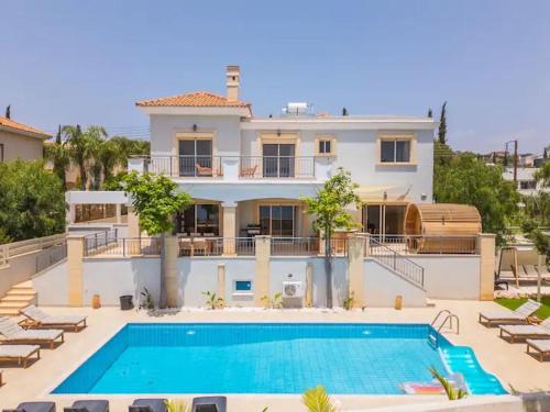 Agios Tychon Villa | Luxury Seaview Limassol Villa Pool Jacuzzi Sauna