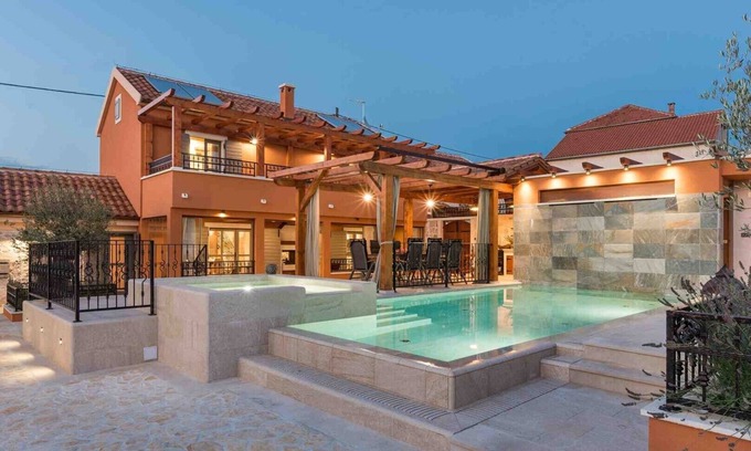 Bicine Villa | Luxury Villa Finessa Skradin 1 with heated pool, jacuzzi and sauna