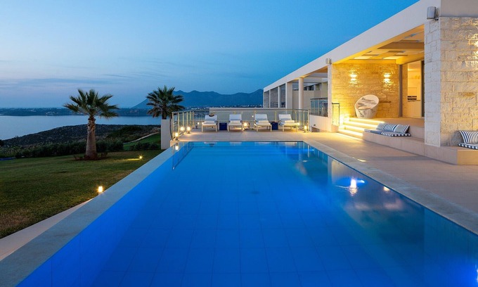 Kalathas Villa | Majestic Sea and Sunset view, private heated pool, Luxury villa