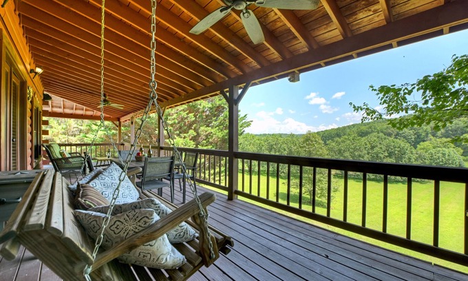 Morganton Cabin | Meadow Creek - Pet-friendly retreat with rambling creek, hot tub, fire-pit, WiFi, and sprawling manicured meadow land for serene relaxation
