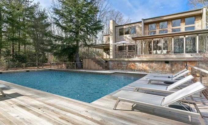 Northwest Harbor House | Mid-Century Dream Estate, extensive and elevated decking, multiple outdoor.