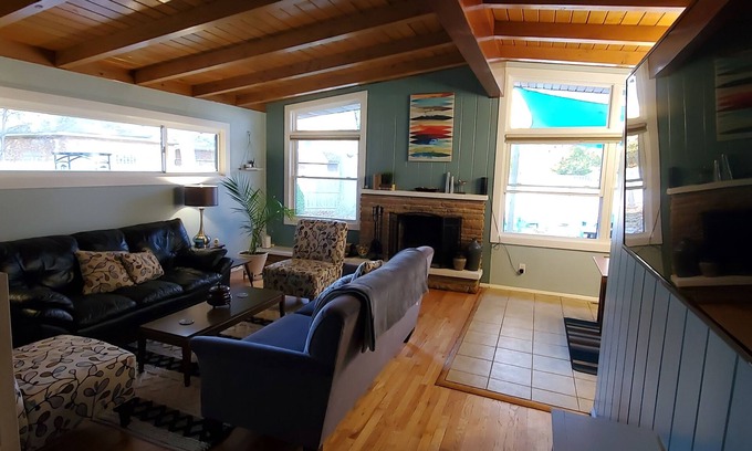 Norton Shores House | Mid Century Modern home 2 minutes from the beach and trails close to everything!