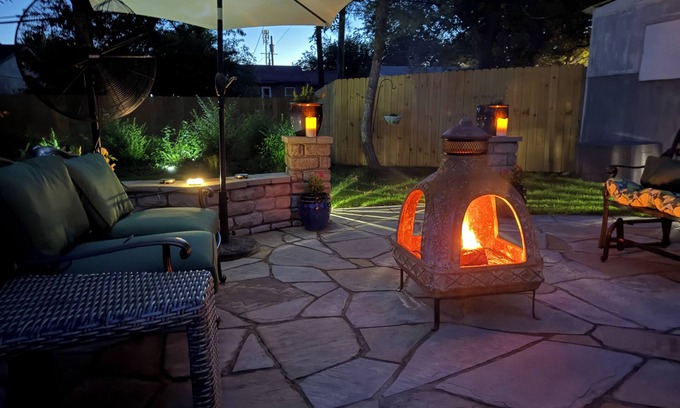 Tulsa House | Midtown Cottage, unique stone patio, family-dog friendly newly remodeled.