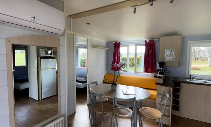 Pays-de-Belves House | Mobilhome Comfort 33,5 m2 3 Schlafzimmer + halb überdachte Terrasse + Klettern 6 Personen