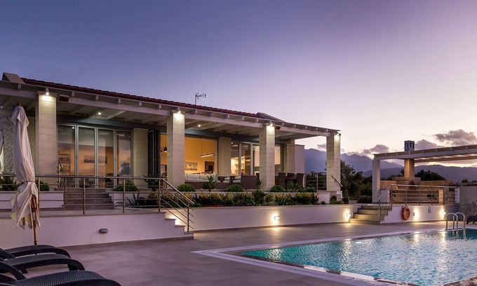 Kalyves Villa | Modern and Stylish Villa with Private Pool & Spectacular Views to the Aegean Sea