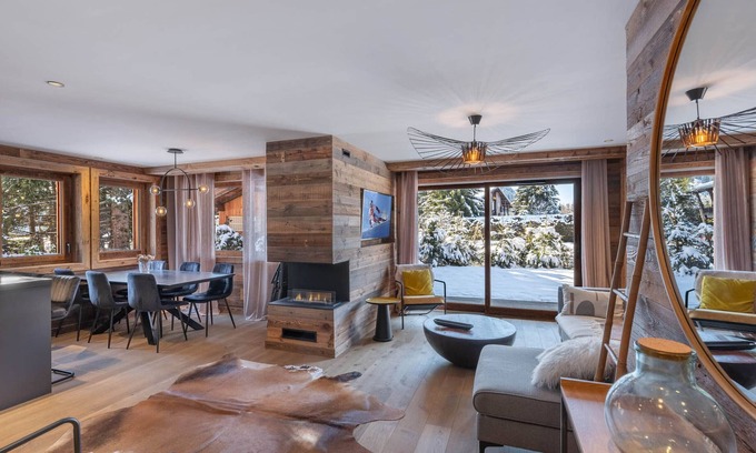 Le Planellet Apartment | Modern Apartment with Wellness Center Access in Megève, Near Mont d'Arbois Lift