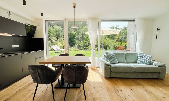 Sant'Andrea in Monte Apartment | modern, luxury, private entrance, garden, terrace, and stunning mountain views.