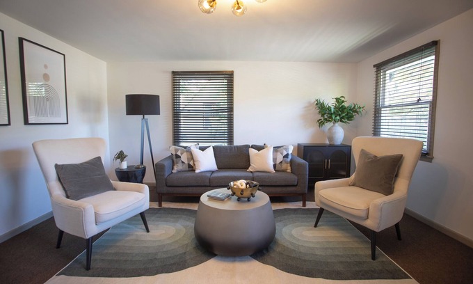 Menasha Apartment | -Modern Minimalism: Cozy, Sleek Stay-
