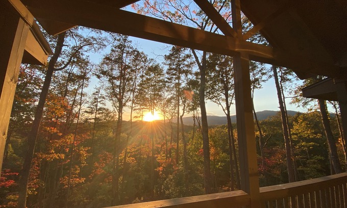 Cherry Log Cabin | Mountain Sunset Views, Ideally Located Between Downtown Blue Ridge and Ellijay!