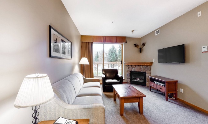 Village North Condo | Mountain view condo with hot tubs, outdoor pool & gym - walk to lifts
