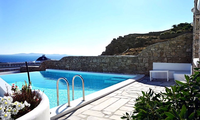 Agios Stefanos Villa | My rental Homes - The Pool Rose Villa with private pool sea view