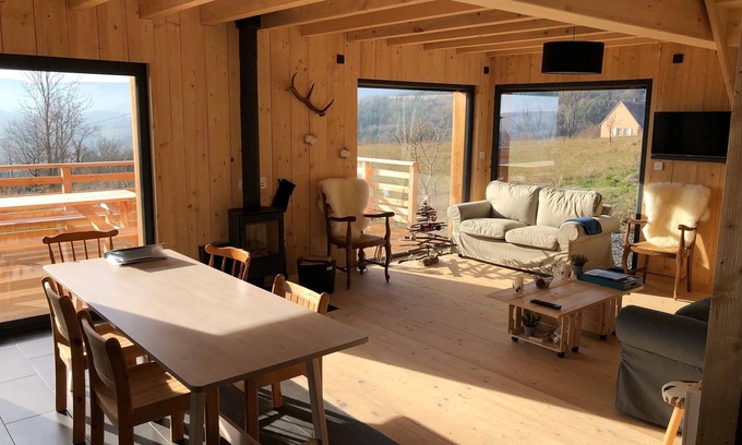 Saint-Nectaire Ski Chalet | New chalet, overlooking the castle of Murol and Sancy