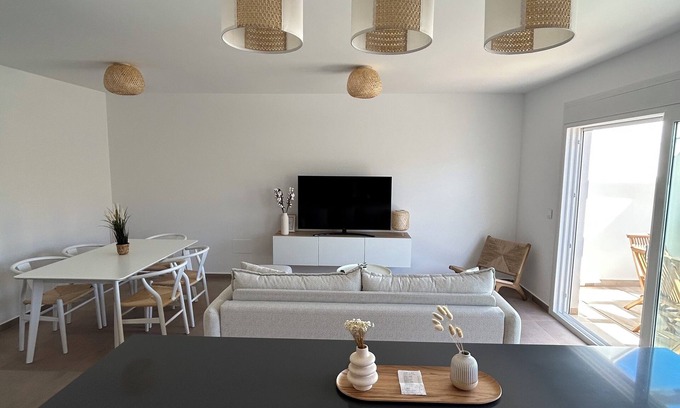 Santiago de la Ribera Apartment | NEW flat with solarium, 50 meters from the sea !