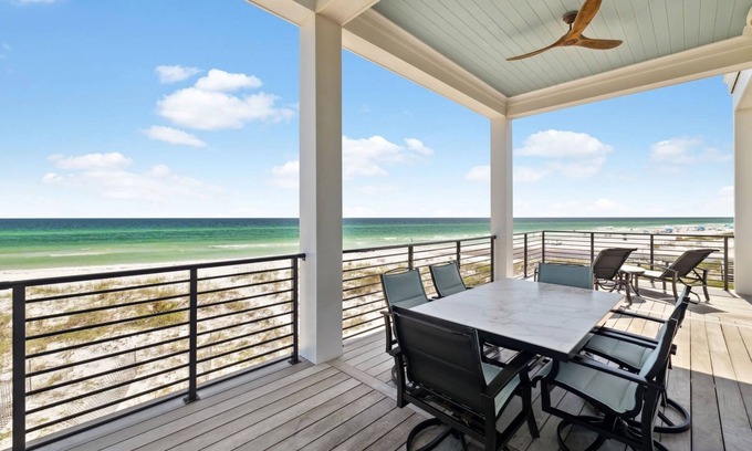 Dune Allen Beach House | New Listing! Gulf Front! Hot Tub! Private Beach! Firepit! Elevator! EV Charger!