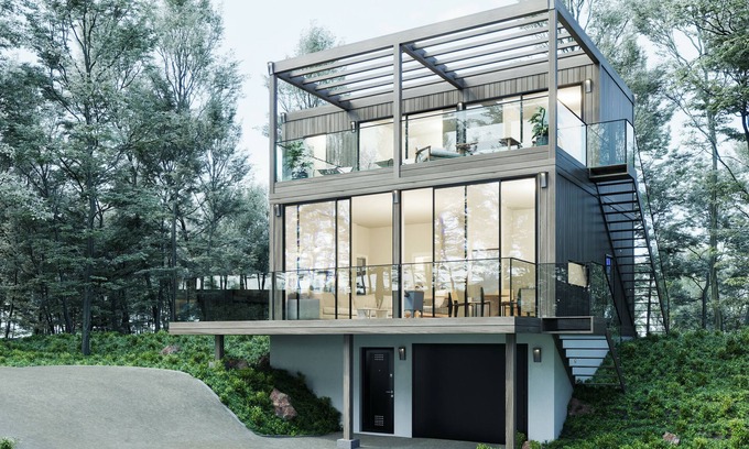 Saint Donat Ski Chalet | New modern luxury ski out cabin walking distance to the chairlift in Saint-Donat