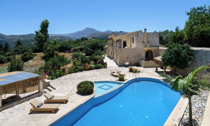 Zouridi Villa | New Traditional Villa with Private Pool & 3 Apartments near Rethymno Town