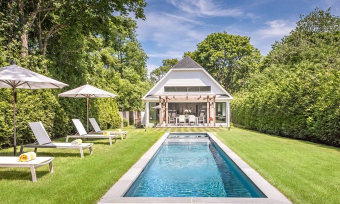 East Hampton North House | Newly constructed contemporary home, gunite heated pool, hot tub, deck with.