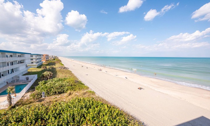 Indian Harbour Beach Condo | Ocean front corner unit with quiet beach