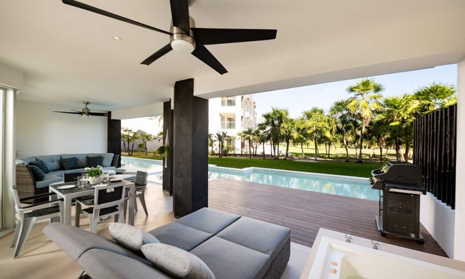 Cancun Condo | Ocean front resort, Andalucia Mareazul, Private Walkout pool