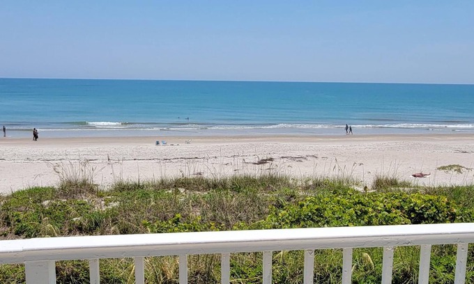 Indialantic Apartment | Oceanfront 2BR 2BA Just Steps to Beach and Pool with Wrap Around Balcony