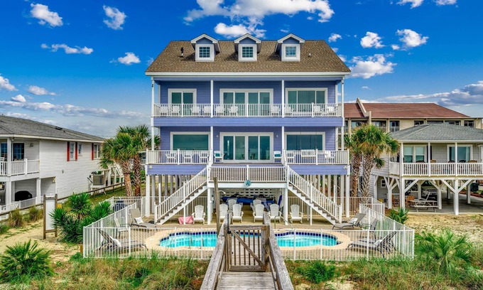 North Myrtle Beach House | Oceanfront Luxury New to Rental! Remodeled, Stunning Home with Private Pool in Cherry Grove Beach
