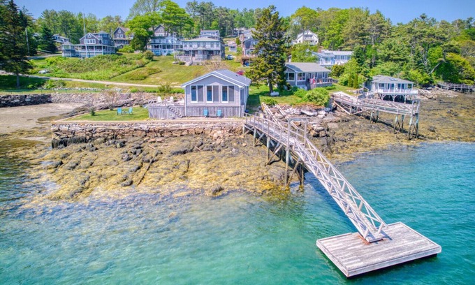Bayville House | Oceanfront with private dock and float. Three bedroom, two bathroom cottage on Linekin Bay