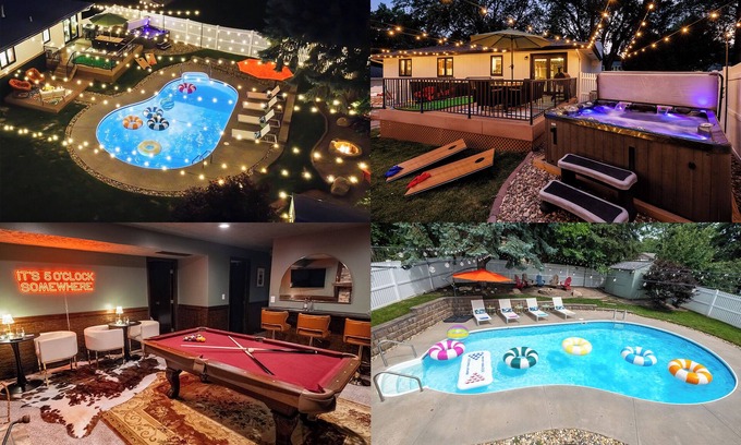 Leawood Southwest House | Omaha Oasis! Pool, Hot Tub, Mini Golf, Bar, Games