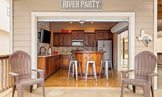 New Braunfels House | Open to Guests, Praying for TX - Riverfront Retreat, Outdoor Bar & Kitchen, Grill, Two Large Decks