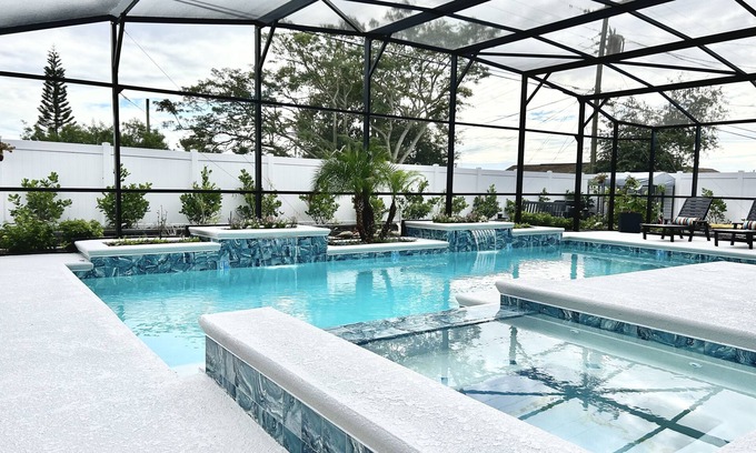 Titusville House | Orlando Vacation Rental Heated Pool & Spa 5 BR 3 BA Near Space, Nature, Disney
