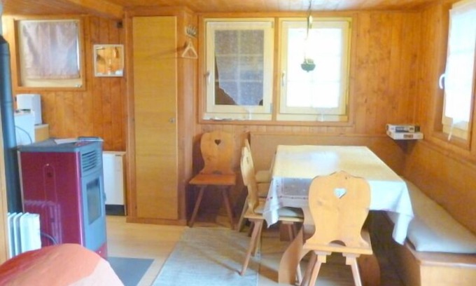Saint-Luc Apartment | Outside : flat on the ground floor of a chalet near the cog railway, for 2-4 persons, large terrace