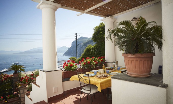 Marina Grande Villa | Panoramic house on Naples gulf and Capri harbor, with terrace and garden