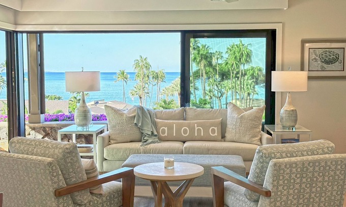 Wailea Villa | Panoramic Ocean Views! Remodeled/Redecorated! Very Pretty Corner Ground Floor 2 bedroom/2 bath