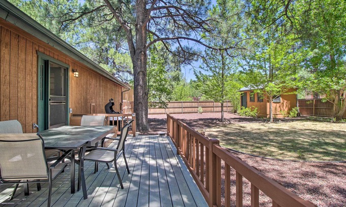 Pinetop Cottage | Patio, Fenced Yard: Pet-friendly Pinetop Cabin!