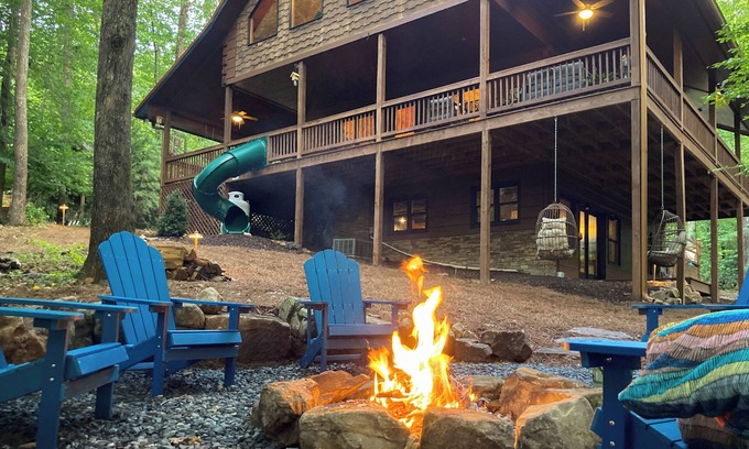 Morganton Cabin | Peaceful Cabin Getaway, Deck slide, Hot Tub, Game Room