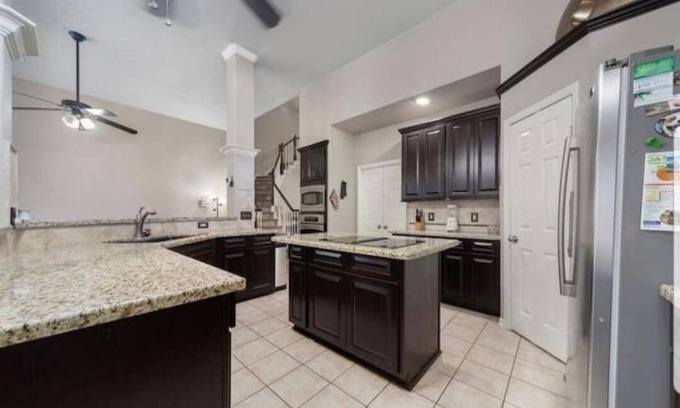 Barker House | Private enclosed pool king bed safe family rental