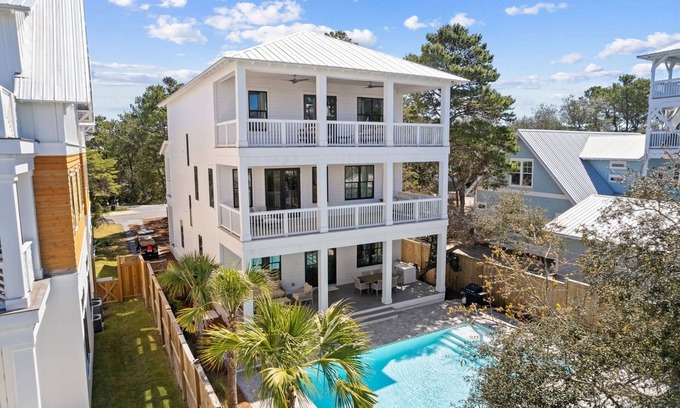 Seagrove Beach House | Private Pool, Spa, LSV, & Bikes! Steps to Beach! Sleeps 20!