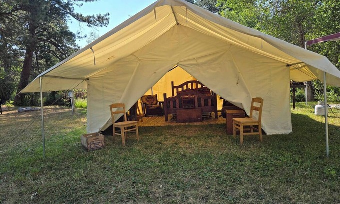 Saddlestring House | Prospector Wall Tent, Prospector Wall Tent by the Stream
