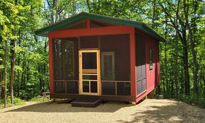 Glenwood City Cabin | Quaint 1-bedroom camper cabin in County Park!
