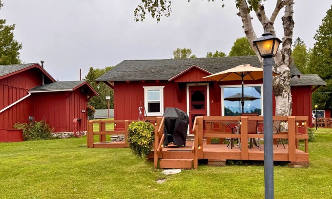 Trout Lake Cabin | Quaint Lakefront Cabin #2 on Frenchman Lake in Trout Lake, MI with row boat