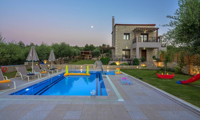 Geropotamos Villa | Relax and enjoy the sun in a stone floor villa with private pool and huge garden